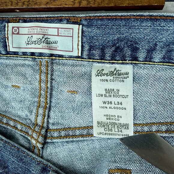 Levi's Strauss Mens Jeans Blue Tag Size 36 (36x27.5) Low Slim Bootcut Denim - Picture 8 of 10